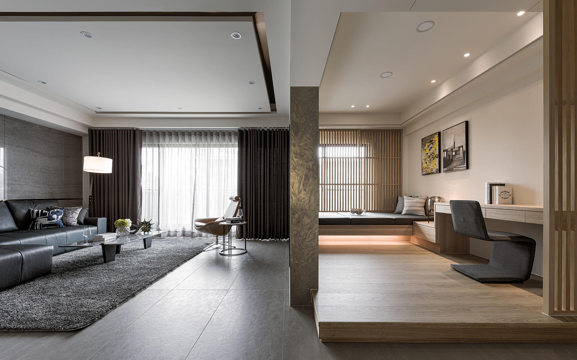 客廳與書房全景