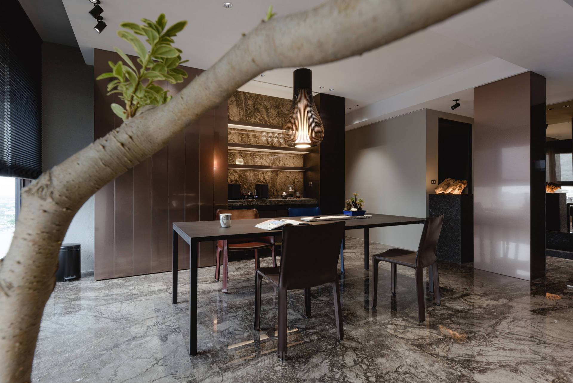 餐具櫃盆栽特寫